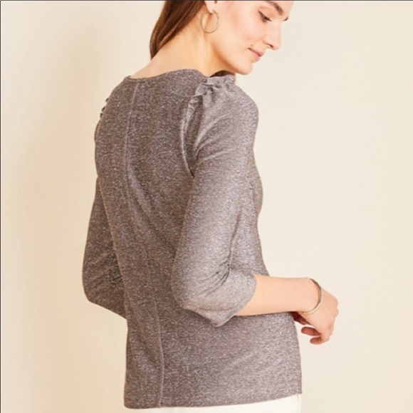 Ann Taylor Shimmer Ruffle Puff Sleeve Top - Picture 2 of 6